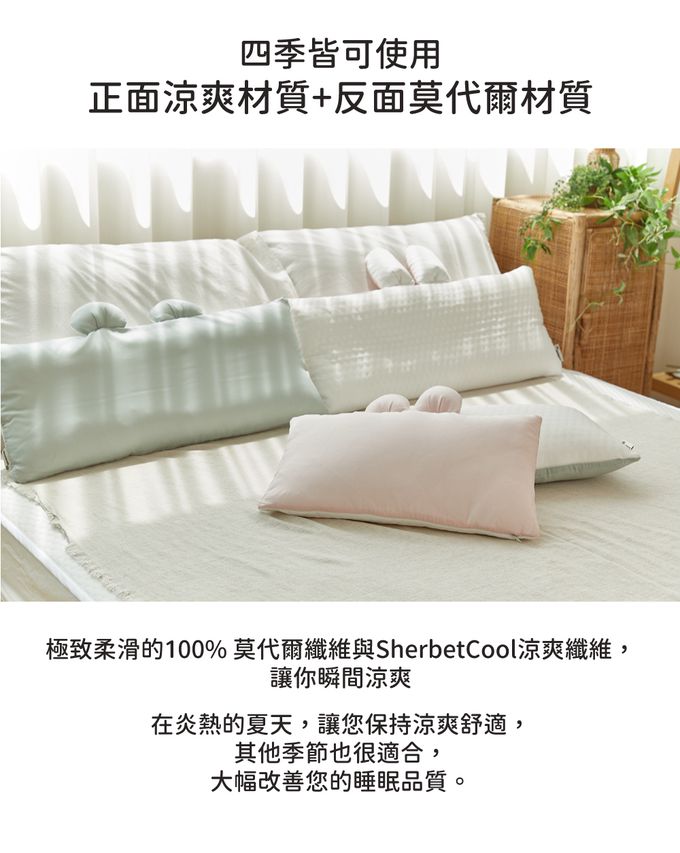 韓國 Hello HiZoo - 極度冰涼Sherbetcool 涼感造型抗菌防蟎雙面枕/涼感枕/護脊/護頸枕(薄荷綠)