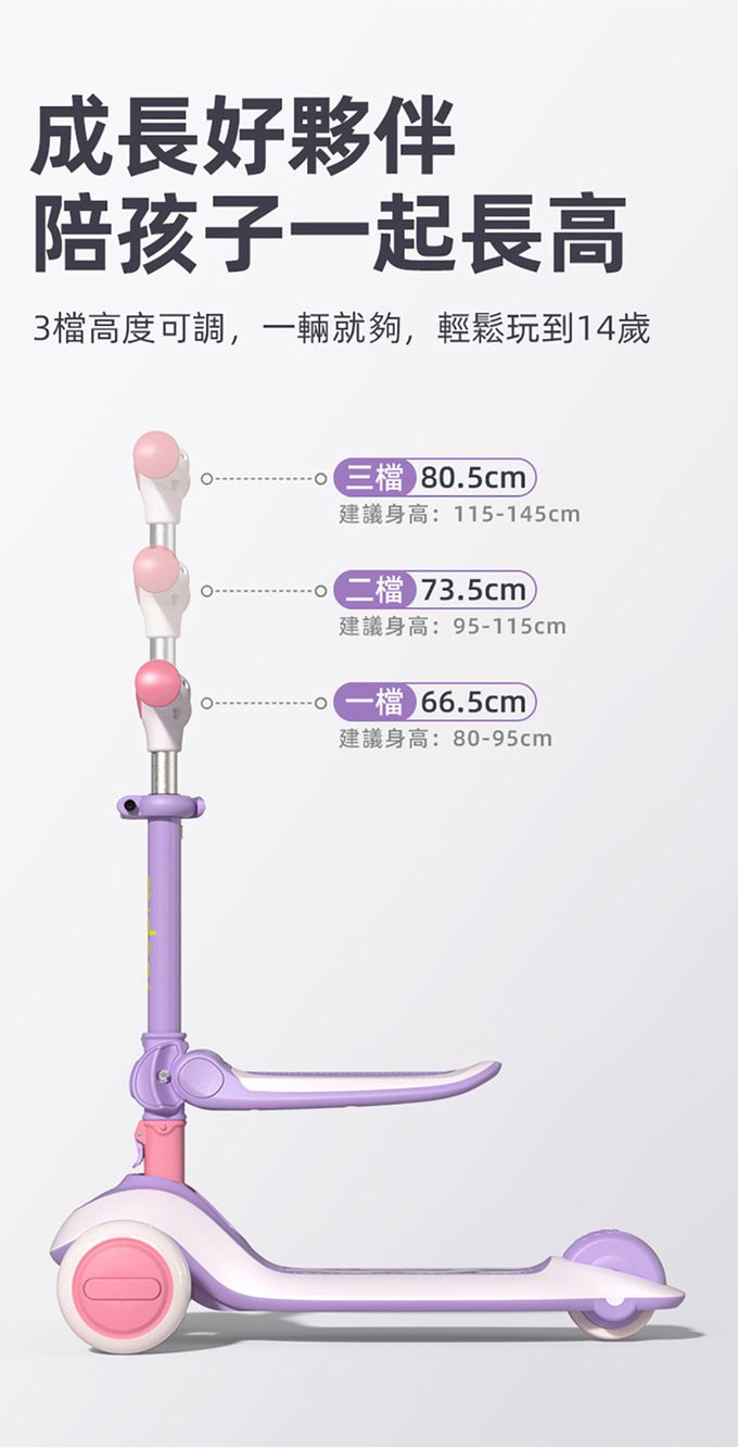 MiDeer - 二合一可摺疊兒童滑板車(星空紫)