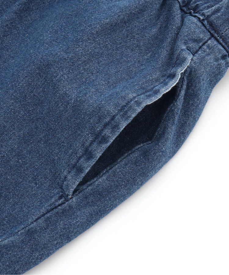 日本 apres les cours - 荷葉邊俏麗排扣褲裙-丹寧藍