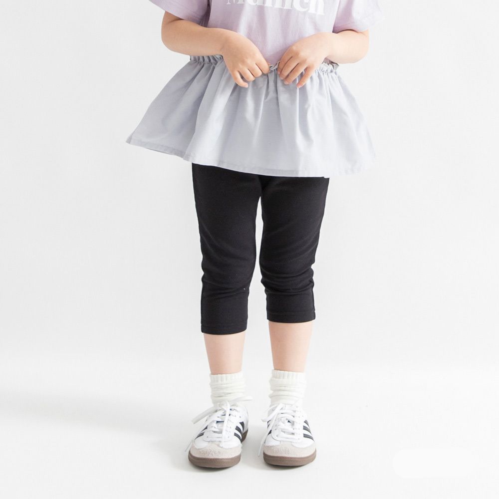 百搭定番彈力七分褲-素色-黑