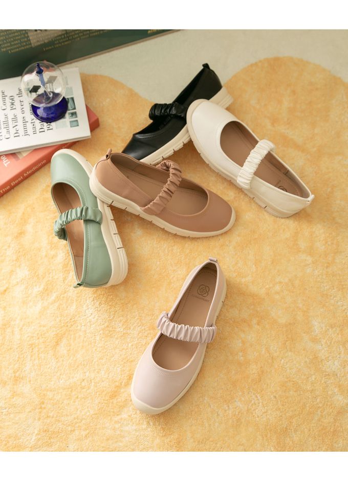 韓國 PINKELEPHANT - 柔軟皮革懶人平底包鞋(1.5cm)-淺粉