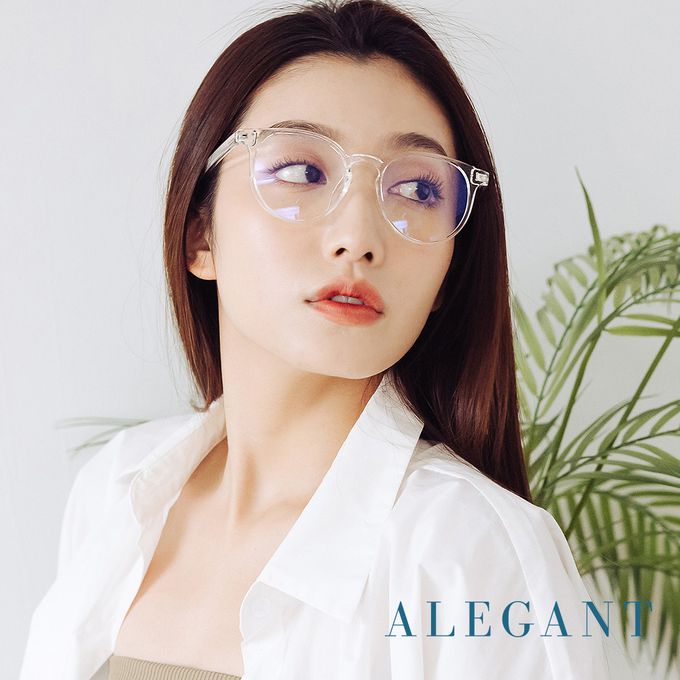 ALEGANT - 現代感澄雅透視圓框輕量TR90光學框UV400濾藍光眼鏡