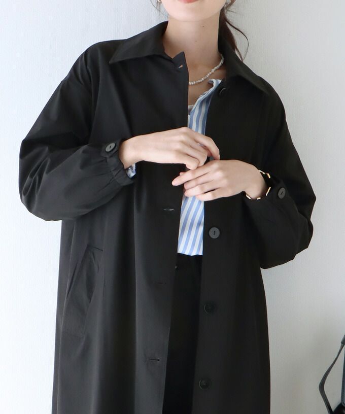 日本 BLUE EAST - 俐落簡約翻領長版風衣外套-灰