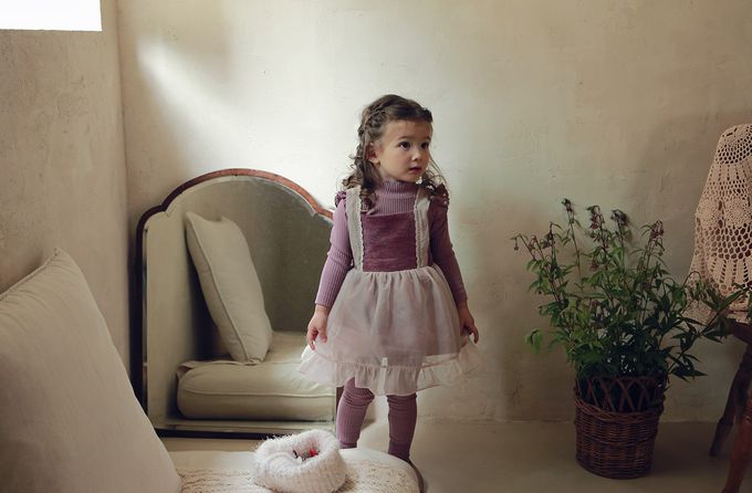 韓國 Puellaflo - 甜心層次感鬆緊腰背心裙-玫瑰粉