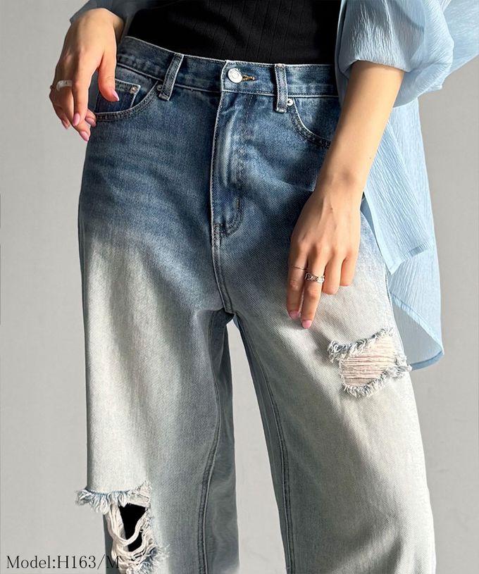 日本 Classical Elf - Java 率性有型刷破寬版丹寧褲-漂白藍