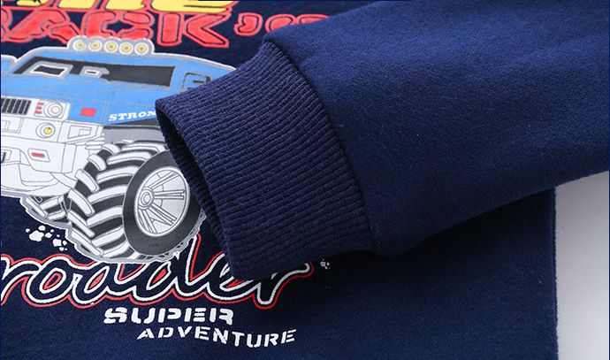 WELLKIDS - 加絨圓領長袖上衣/大學T-MONSTER越野車-黃色