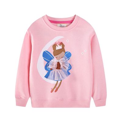 Jumping meters - 棉質圓領長袖上衣/大學T-美麗仙子-粉色