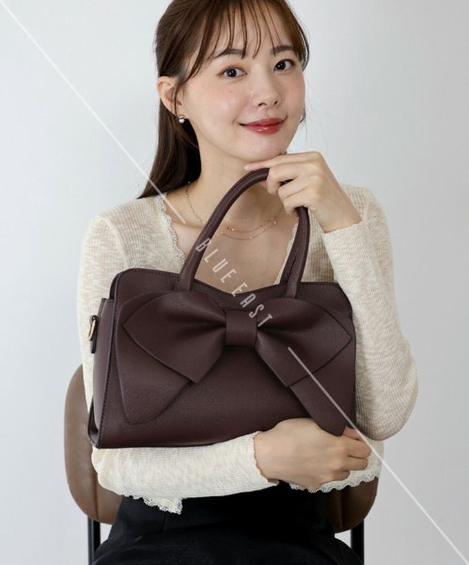 日本 BLUE EAST - 2way俏麗蝴蝶結方型手提/側背包-黑