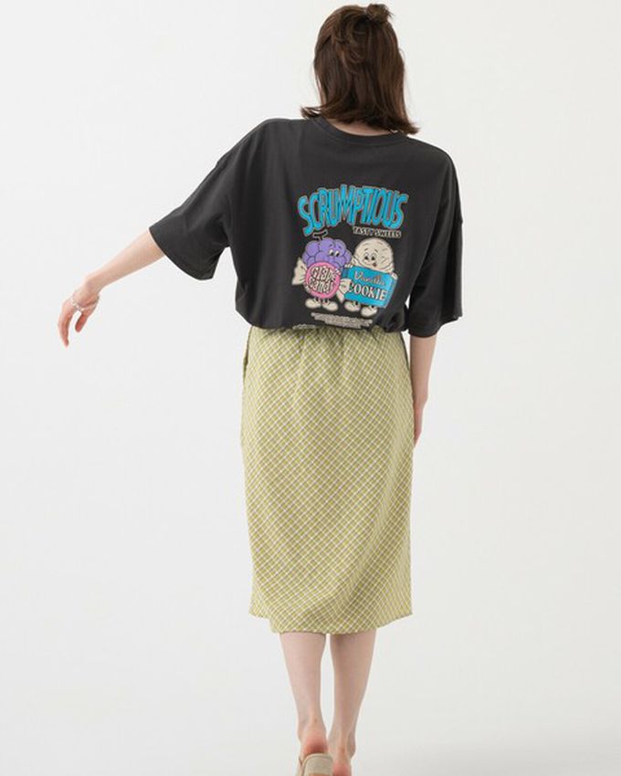 日本 gleam - 美式復古糖果印花寬大風短袖T恤-燕麥灰