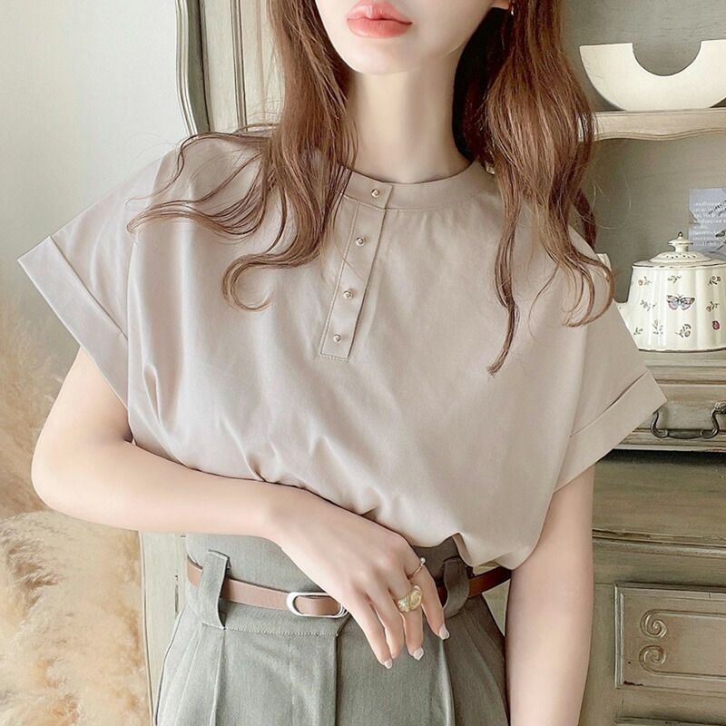 日本 Classical Elf - 優雅質感圓領法式袖上衣-淺綠