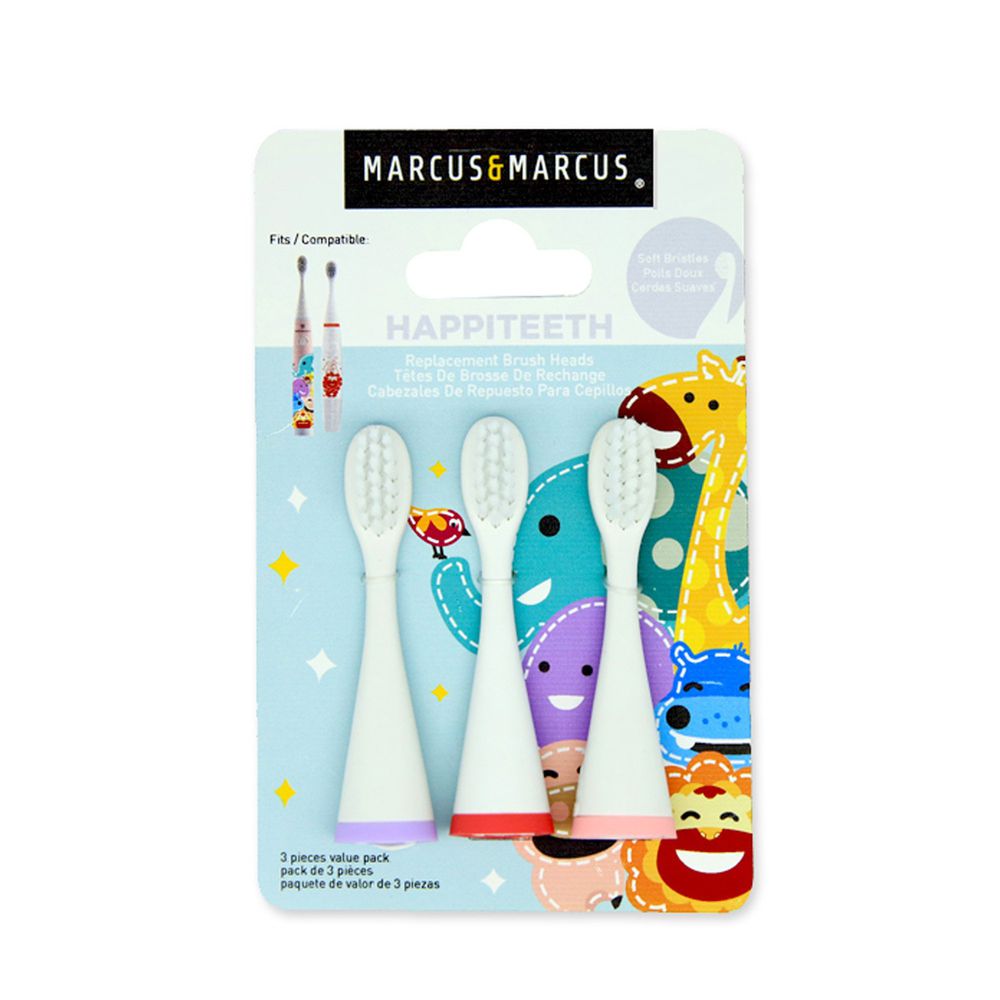 MARCUS＆MARCUS - 兒童音波電動牙刷刷頭3入組-紫紅粉 (3歲以上)