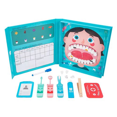 JoyNa - 醫生玩具 牙科醫療玩具組 啟發職業辦家家酒玩具-牙醫玩具書