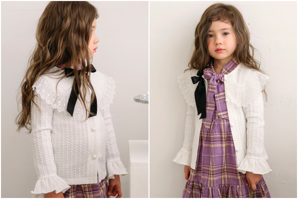 韓國 Merry Kate - 蕾絲透膚領小罩衫/小外套-粉紅