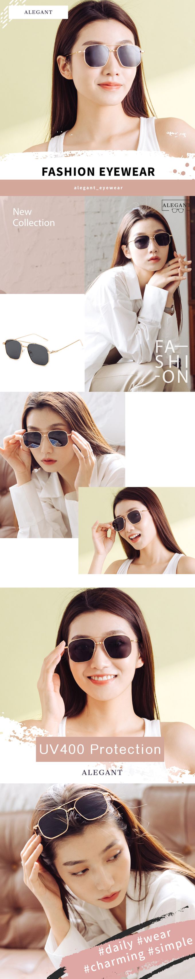 ALEGANT - 歐美輕奢星空黑雙樑設計飛官款墨鏡│UV400太陽眼鏡