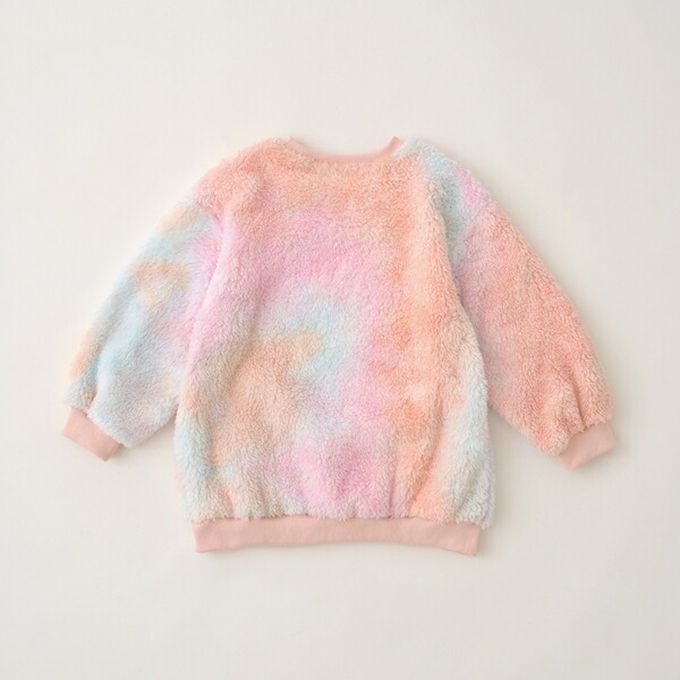 日本 Lycee mine - 夢幻暈染毛茸茸寬鬆長袖上衣-粉橘系