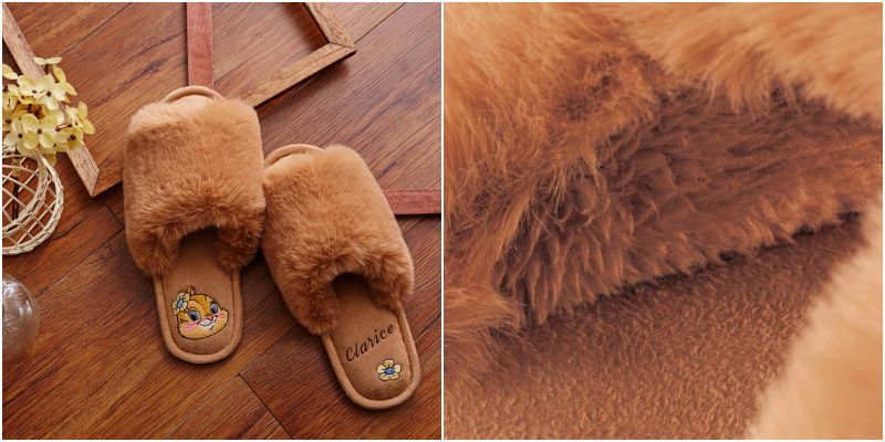 日本千趣會 - 迪士尼室內拖鞋(奢華毛絨款)-瑪麗貓-米 (23-25cm)