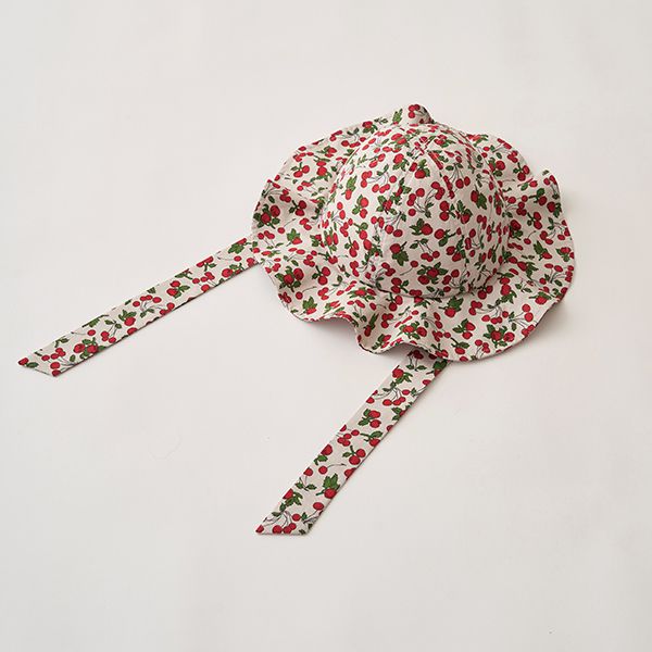 日本 Lycee mine - 大帽沿垂墜緞帶遮陽帽-碎花-紫