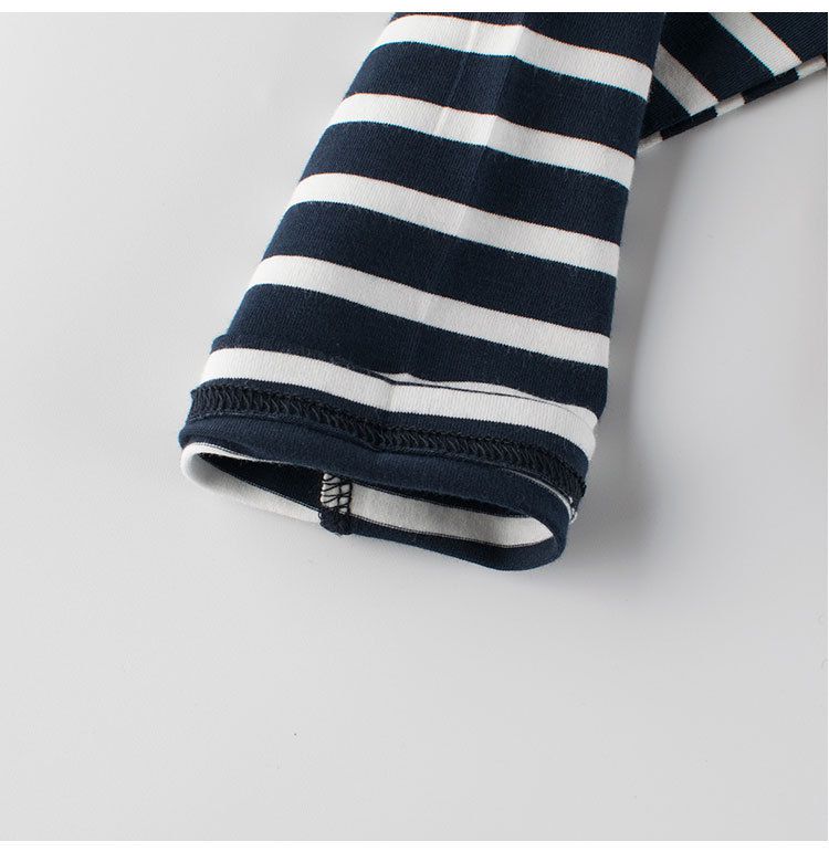 純棉圓領假兩件薄長袖上衣-恐龍打電動-深藍色