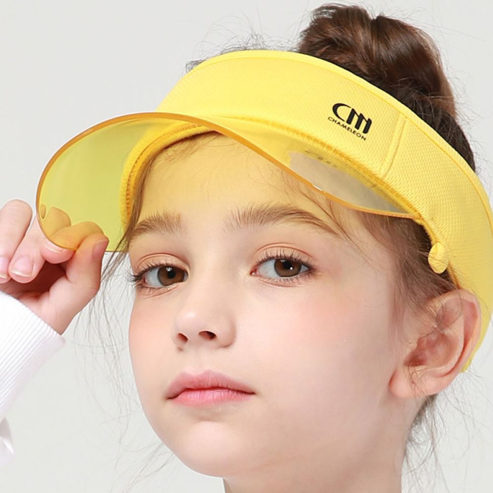 韓國 CHAMELEON - UPF50+防曬板鴨舌帽(含遮脖巾)-黃