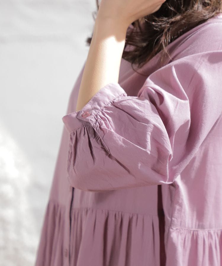 日本 Honeys - 純棉七分袖寬鬆蛋糕裙洋裝-黑