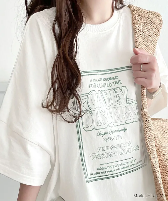 日本 Classical Elf - Java 混有機棉氣質刺繡印花短袖T恤-象牙杏