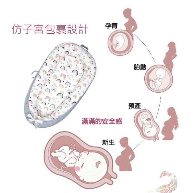 Vanibaby - 嬰兒床中床豪華9件組 -(機洗機烘 頂級純棉)-繽紛彩虹