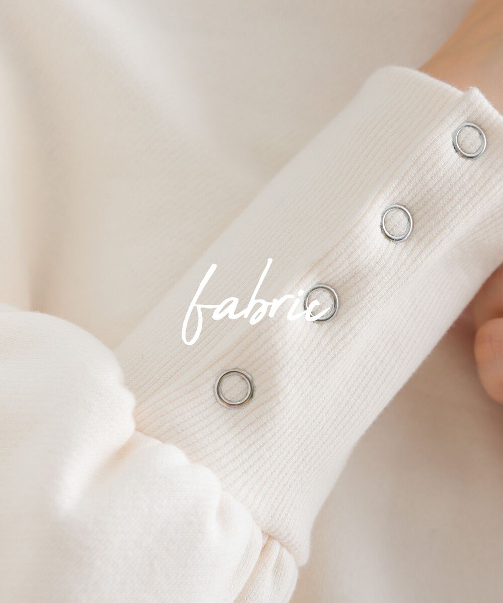 日本女裝代購 - 裏起毛典雅束口袖長袖上衣-象牙