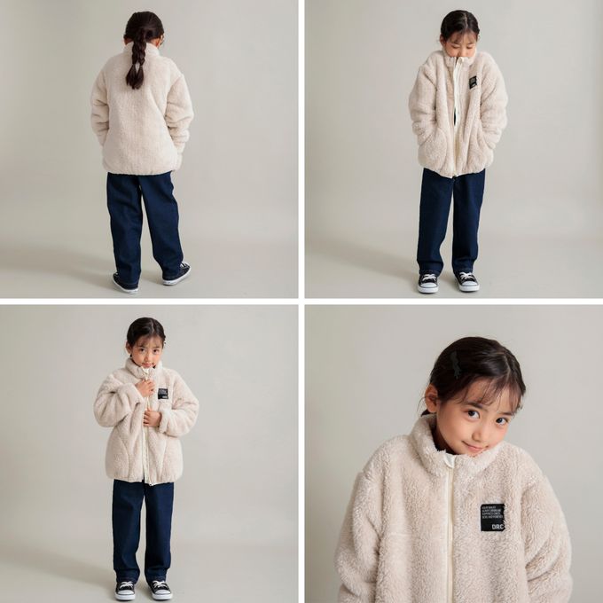 日本 BRANSHES - 泰迪熊絨毛保暖拉鍊外套-象牙白