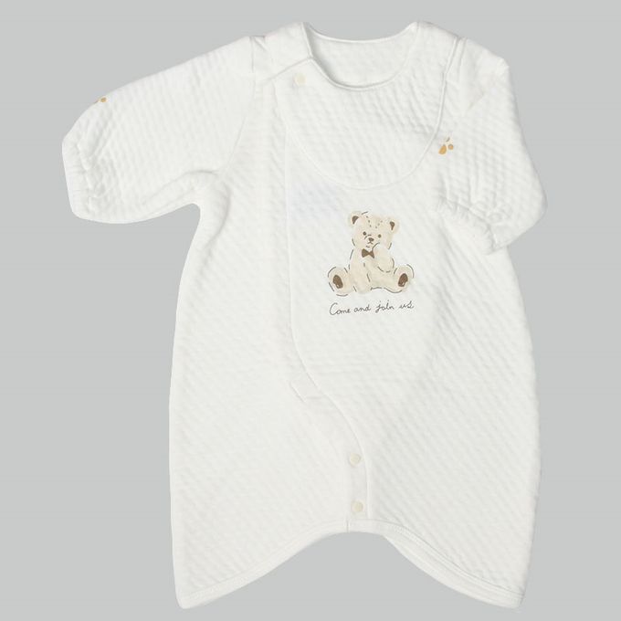 akachan honpo - 長袖舒適連身衣-米白色 (50~60cm)