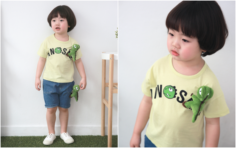 韓國 Coco rabbit - 恐龍娃娃造型T-米白