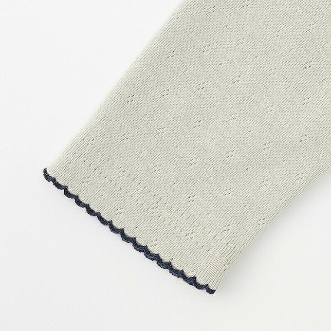 日本 Lycee mine - 100%棉 優雅法式植絨印花長袖上衣-白