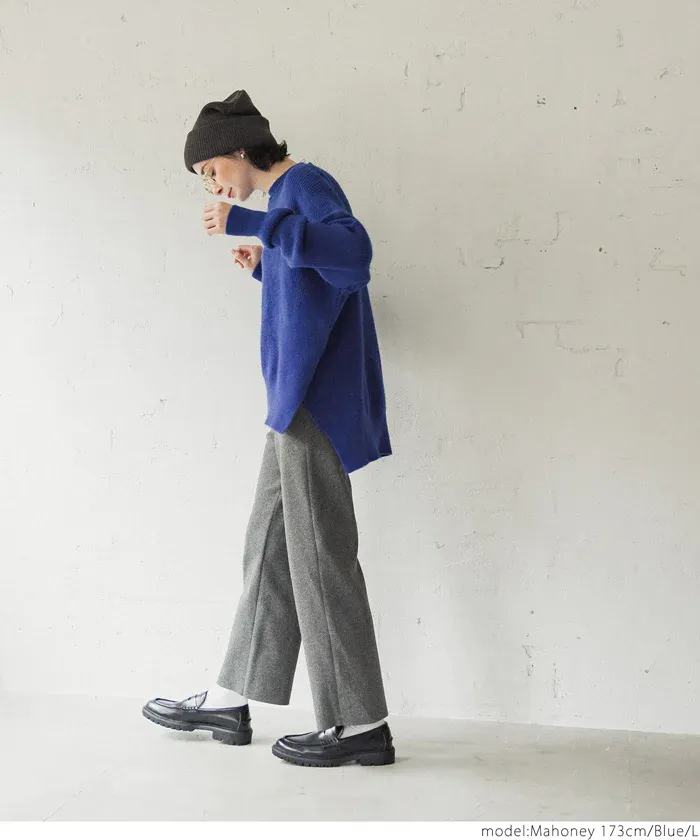 日本 COCA - 前短後長遮臀柔軟毛衣-奶油杏