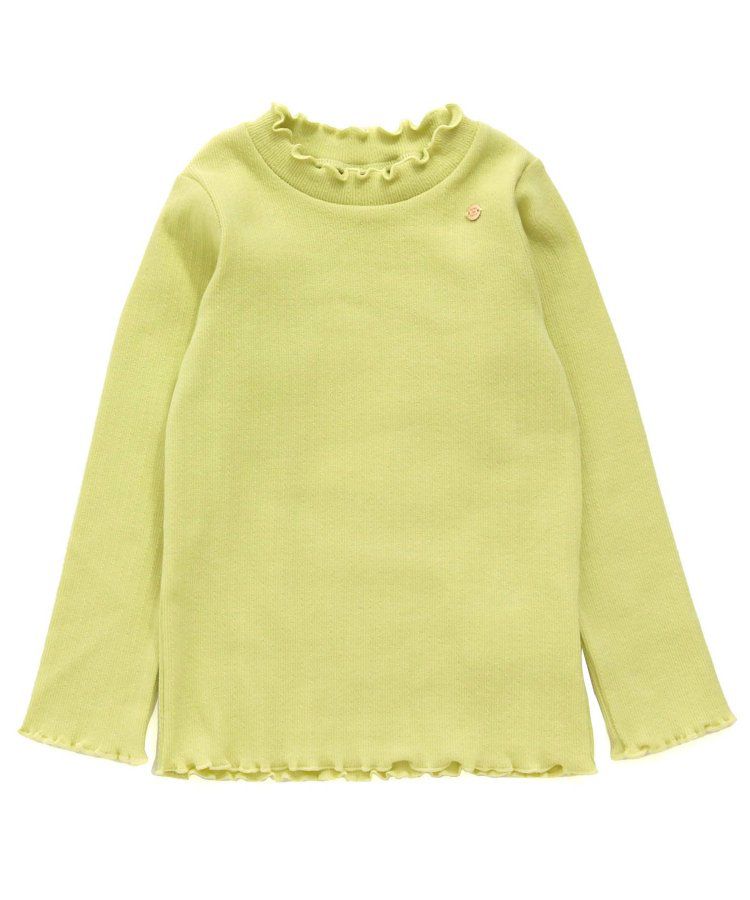 日本 apres les cours - 木耳領舒適彈性長袖上衣/內搭-米杏