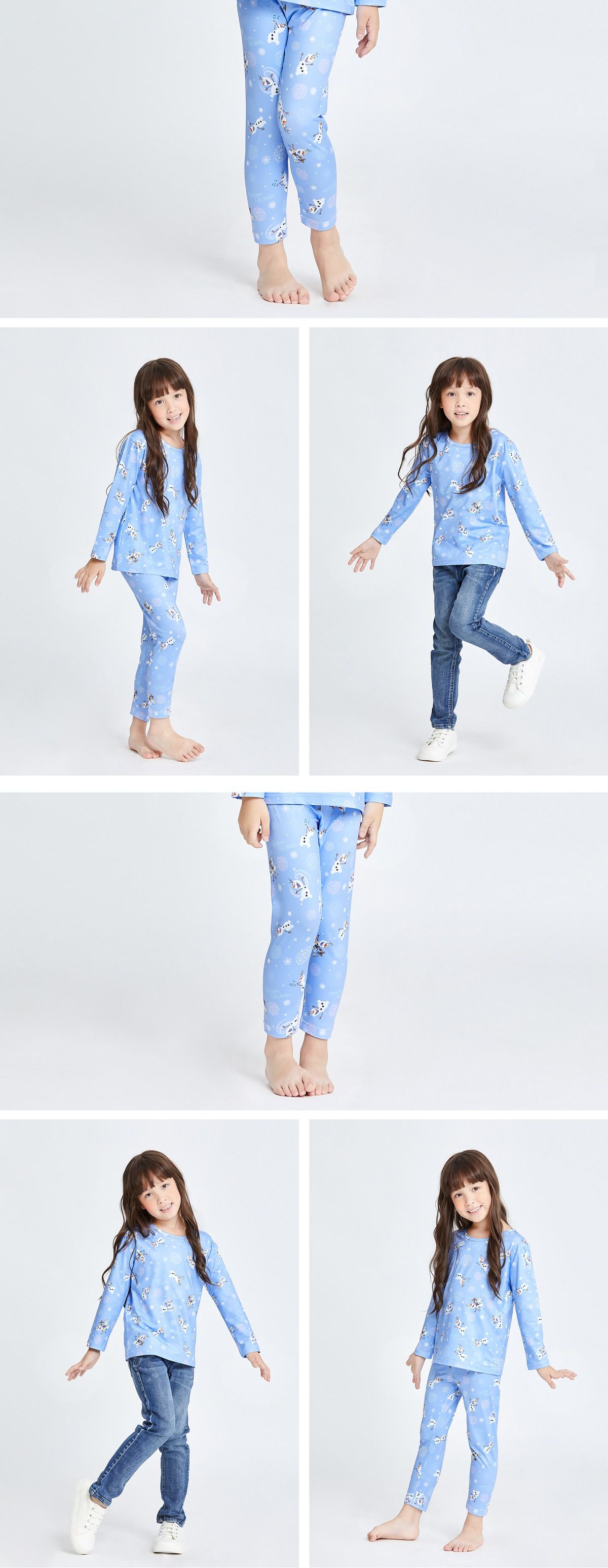 WIWI - 冰花雪寶溫灸刷毛九分發熱褲-童-酷灰藍