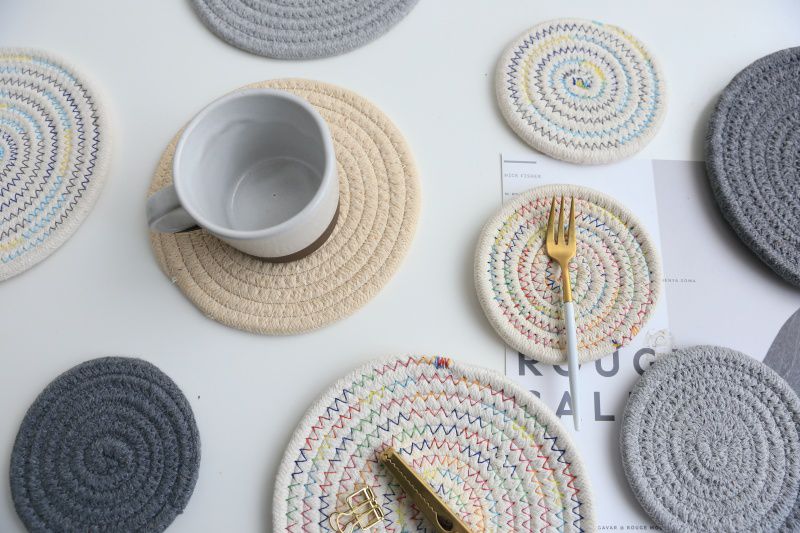 日系感編織隔熱墊-黃麻色