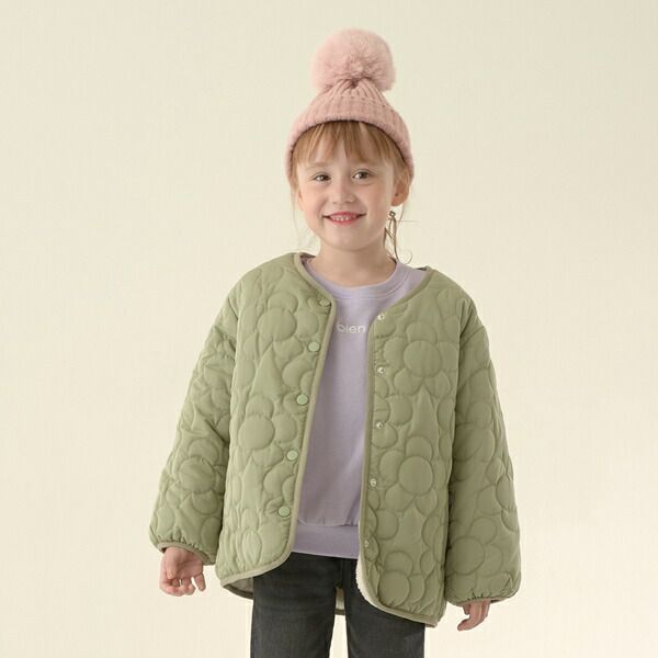 日本 Lycee mine - 夢幻少女造型絎縫鋪棉外套-花朵-粉紅