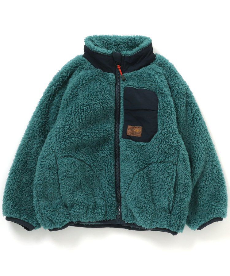 日本 BREEZE - 微立領泰迪熊保暖外套-迷彩-灰綠