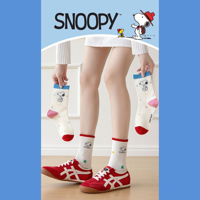 SNOOPY多巴胺世界中筒棉襪