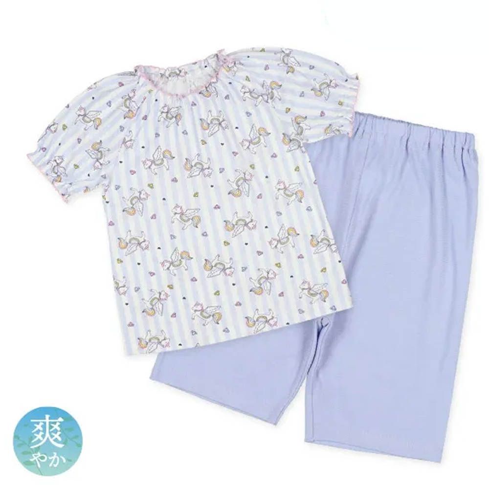 透氣 獨角獸家居服短袖套裝-藍紫