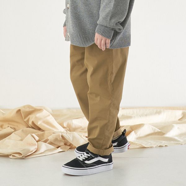 日本 b-ROOM - 帥氣定番色錐形褲-棕卡其