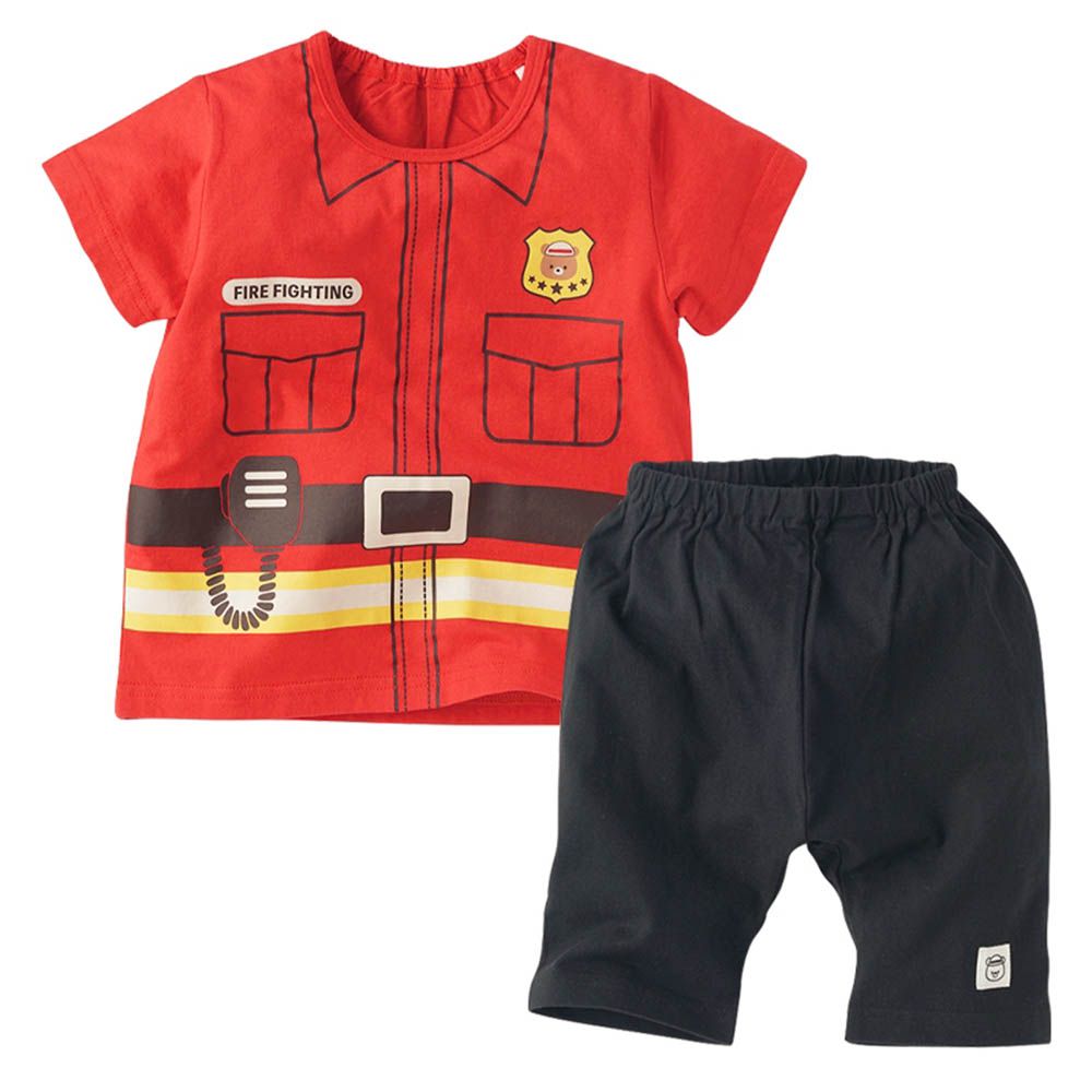 短袖家居服-消防員-紅色
