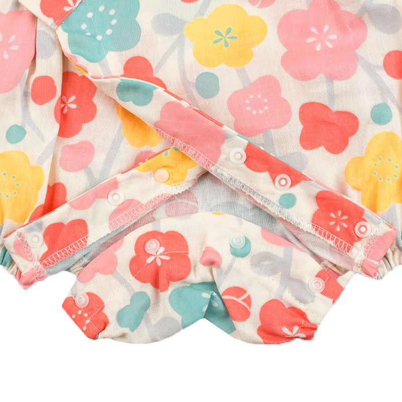 akachan honpo - 甚平包屁衣-可愛小花-米白色