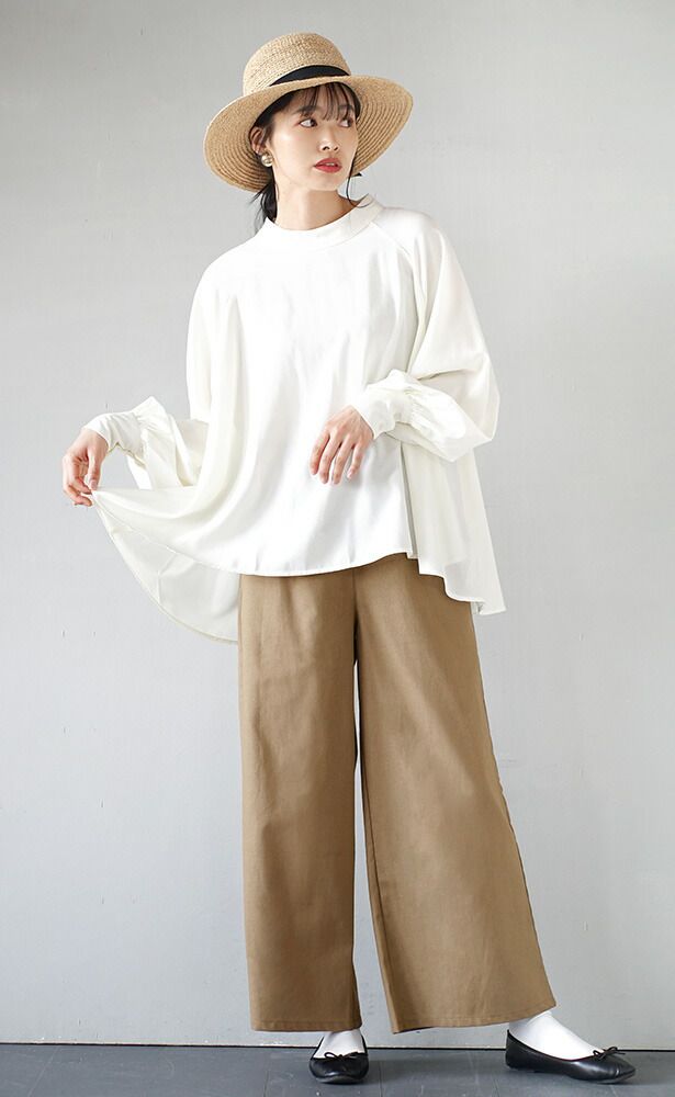 日本 zootie - 自然感棉麻透氣修身寬褲-軍綠