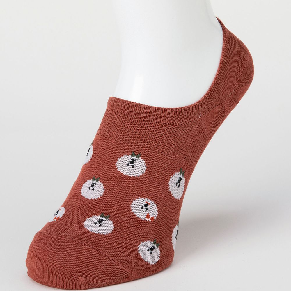 日本 okamoto - 超強專利防滑ㄈ型隱形襪-針織 超深履款-比熊犬 磚紅 (23-25cm)
