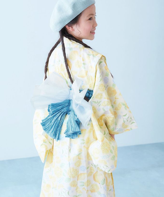 日本 devirock - 夢幻印花輕鬆套頭式純棉浴衣(2件組)-貝殼-黃粉藍