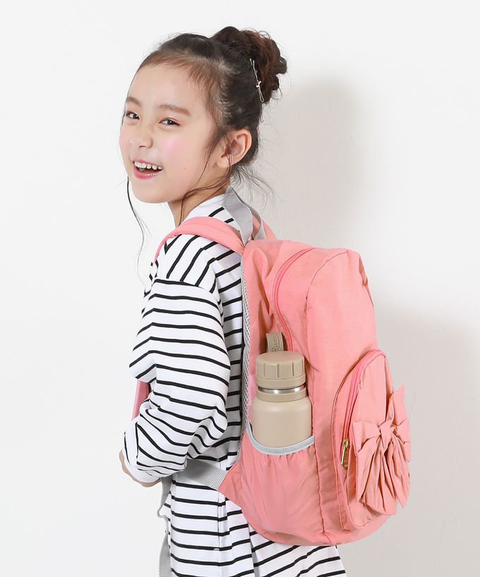 日本 devirock - 可愛蝴蝶結方便收納背包-海軍藍