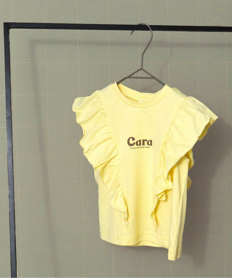 日本 BREEZE - 華麗感荷葉邊一分袖上衣-炭黑