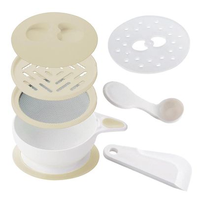 akachan honpo - 離乳食品輕鬆烹調器具組-可清蒸-淺卡其色-日本製