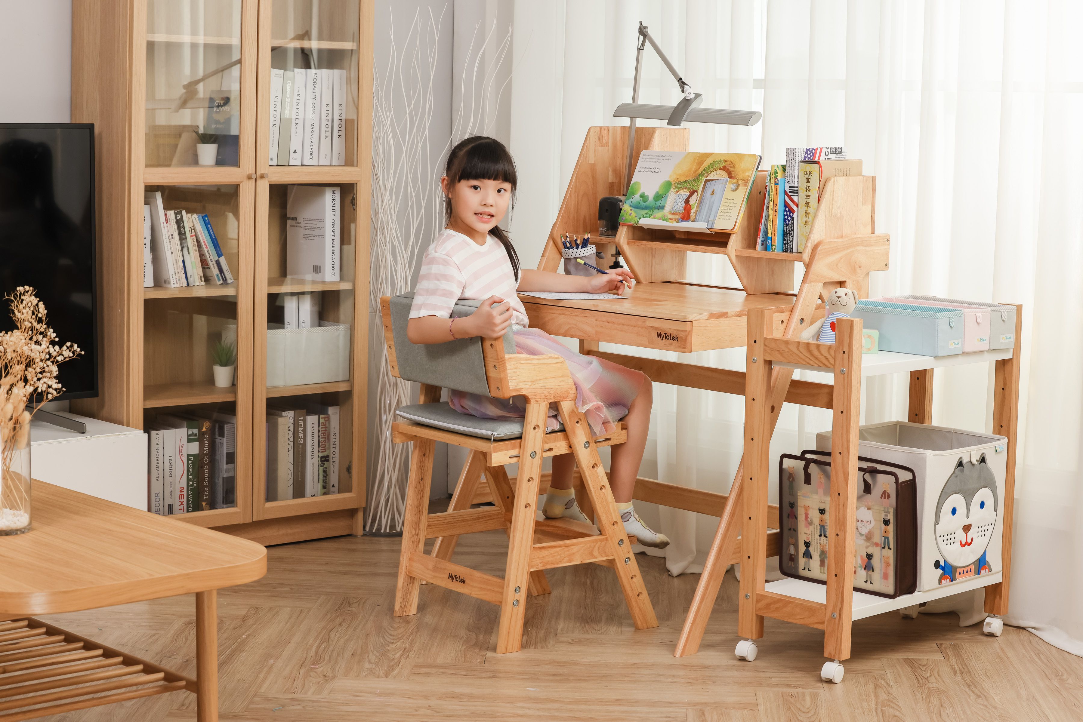 MyTolek 童樂可 - 台灣製原木學學椅-冷灰色