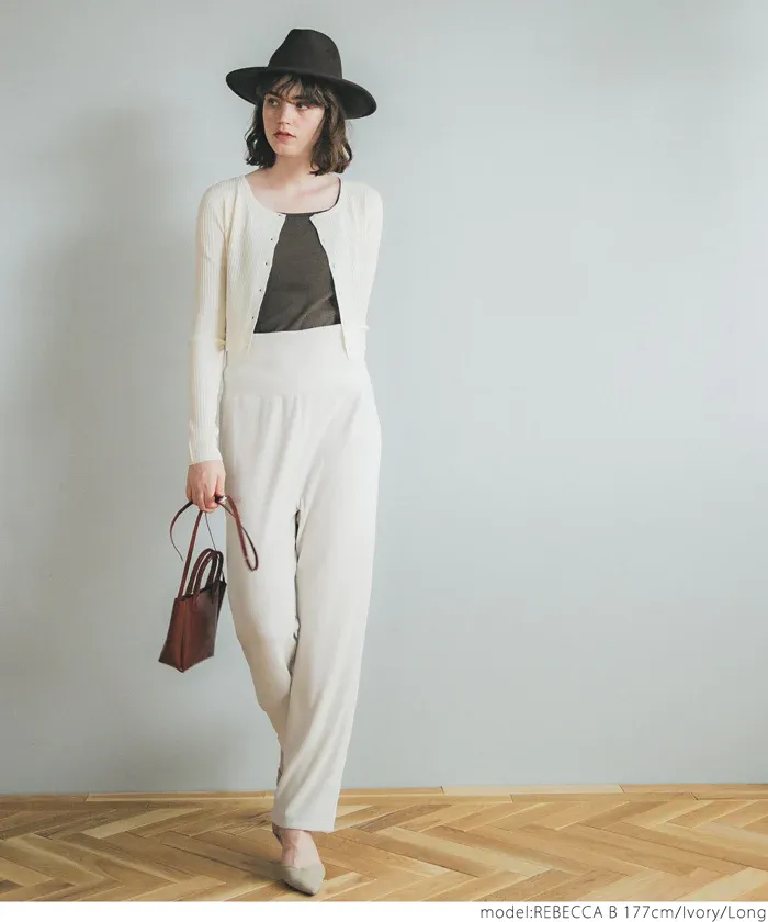 日本 COCA - 棉混舒適羅紋長褲-黑